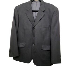 Charisma Cashmere Black Men Blazer Jacket Size 42R Two-Button Single-Breasted No